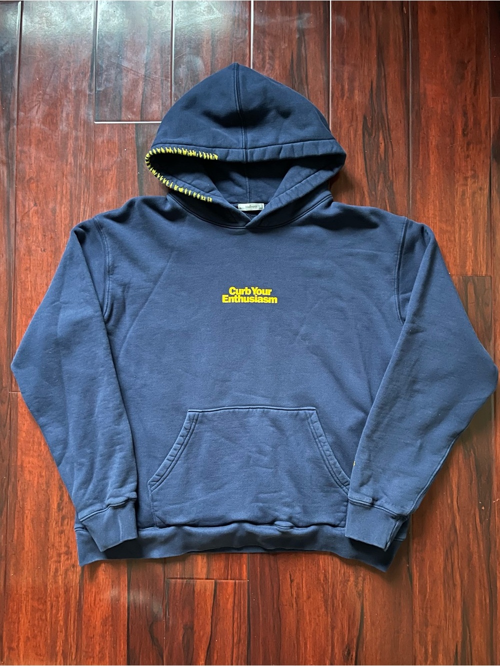 Madhappy x Curb Your Enthusiasm Oy! Graphic Print Collab Hoodie Navy Blue Size M
